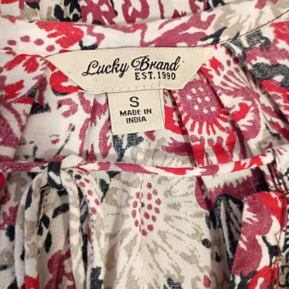 Lucky Brand Boho Tunic Top Rose Pink 3/4 Sleeve Blouse Women’s Size S - Picture 3 of 8